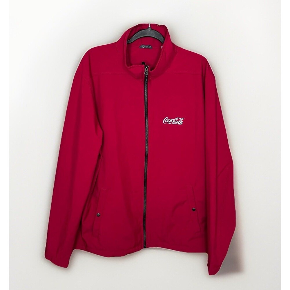 Coca-Cola Bottling Company United Softshell Jacket Black Red Mens 2XL Zip Up